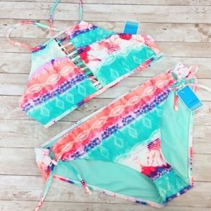 Catalina Tropical High Neck Strappy Bikini Set